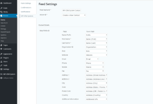 Gravity Forms WP-CRM System Feed Settings