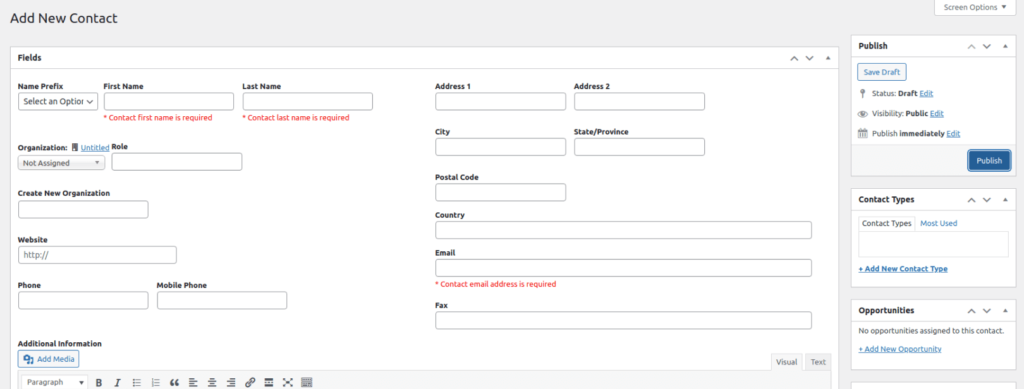 WP-CRM Version 3.2.3 Contact form